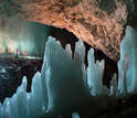 Ice formations and an ice cliff in the 